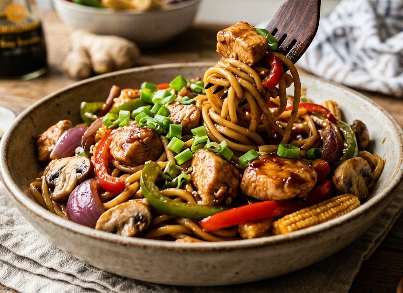Healthy Sweet & Savory Cola Chicken Noodles (Easy Stir-Fry Recipe)